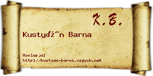 Kustyán Barna névjegykártya